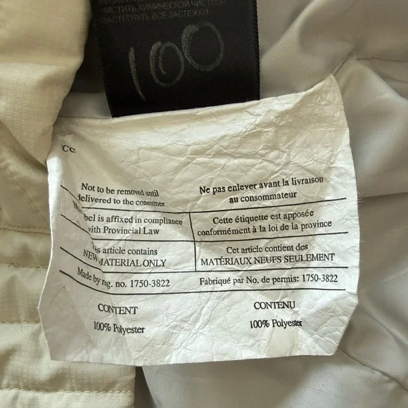 Marmot Quilted Jacket Faux Fur Collar Beige Women’s Medium - Picture 9 of 9